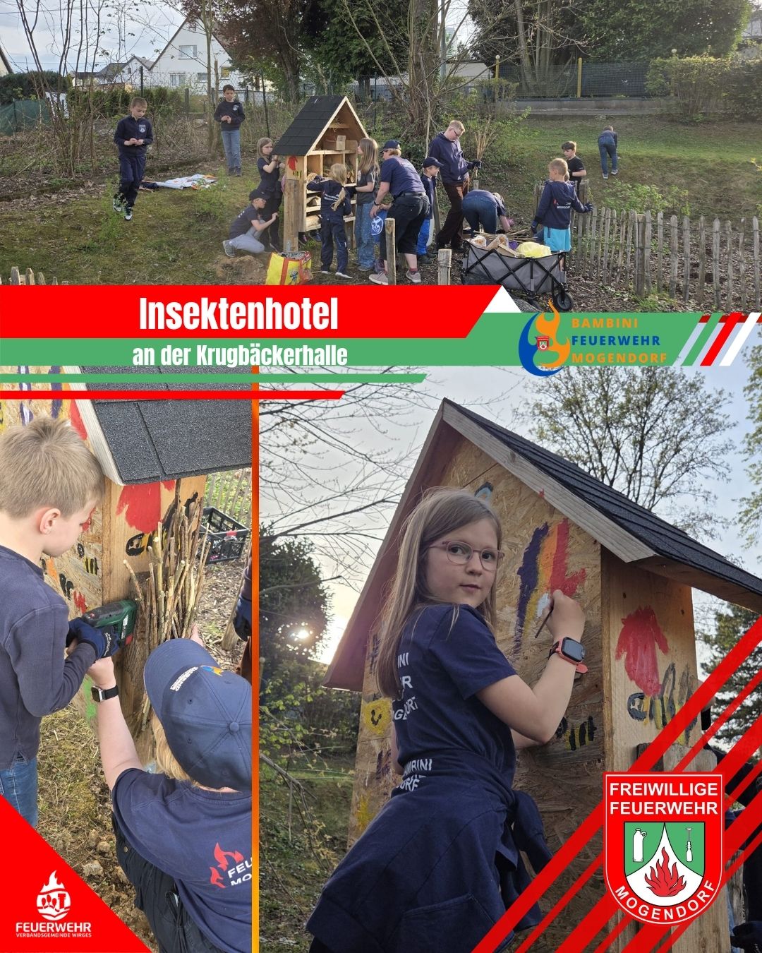 Bambinis stellen Insektenhotel fertig