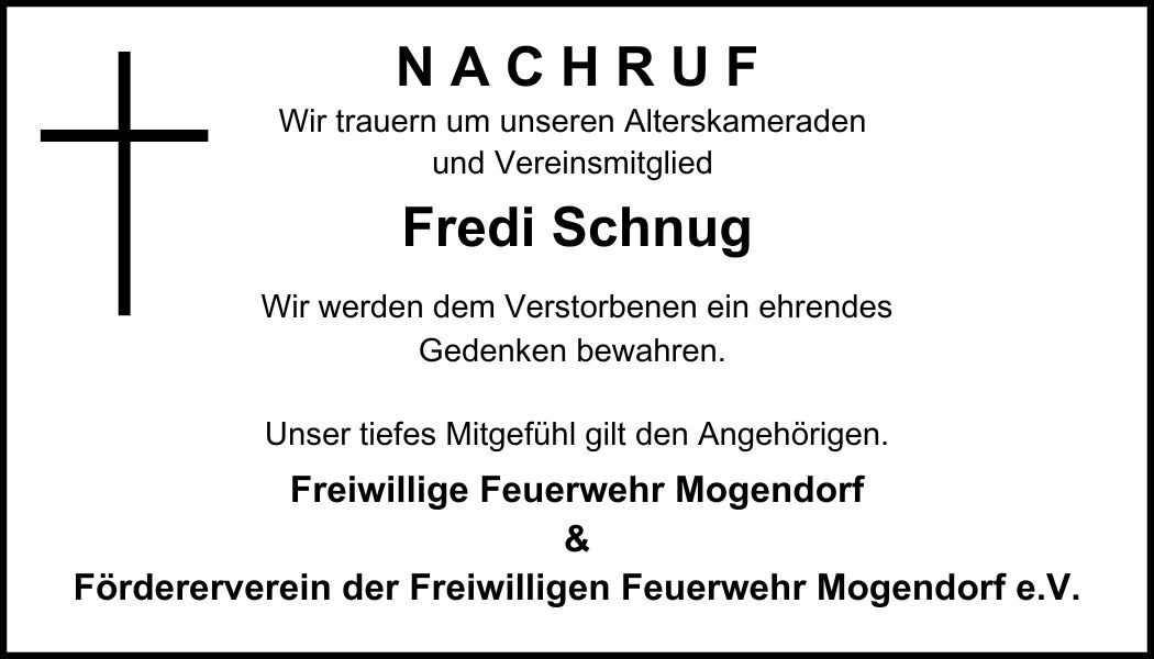 Nachruf Fredi Schnug
