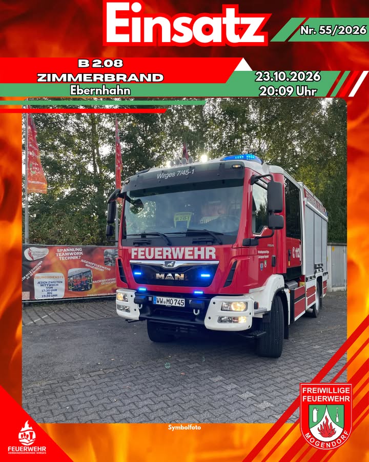 🚨 🗓 23.10.2026 ⏰ 20:09 Uhr 📈 55/2026 🚨 📟„ B 2.08 Zimmerbrand " 🌍…